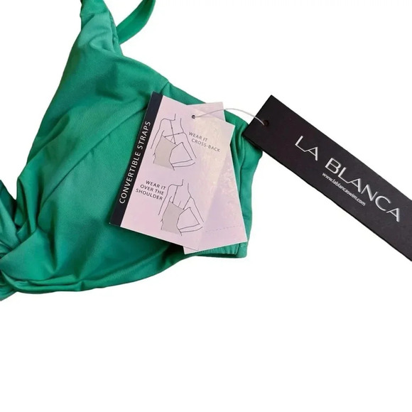 La Blanca Swimming Top Underwire Twist Front Emerald Green Island Goddess 4 NWT - Picture 5 of 8